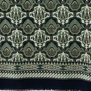 Batik fabric luxurious cotton poly blend greens fading into black with gold